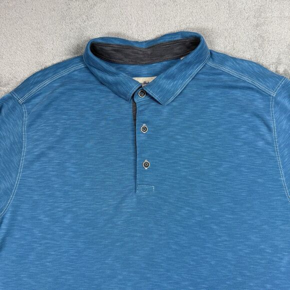 Tommy Bahama Shirt Men’s XL Blue Henley Long Sleeve Polo Paradiso Cove Tencel - Picture 3 of 9